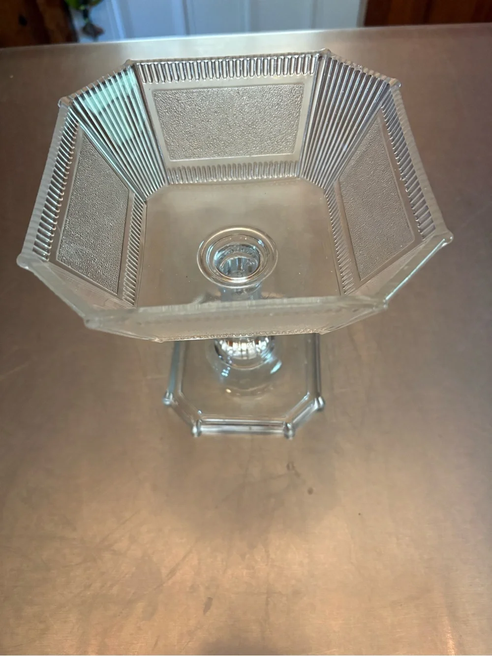 Octagon pedestal for candy or a candle. Pre owned. See description.